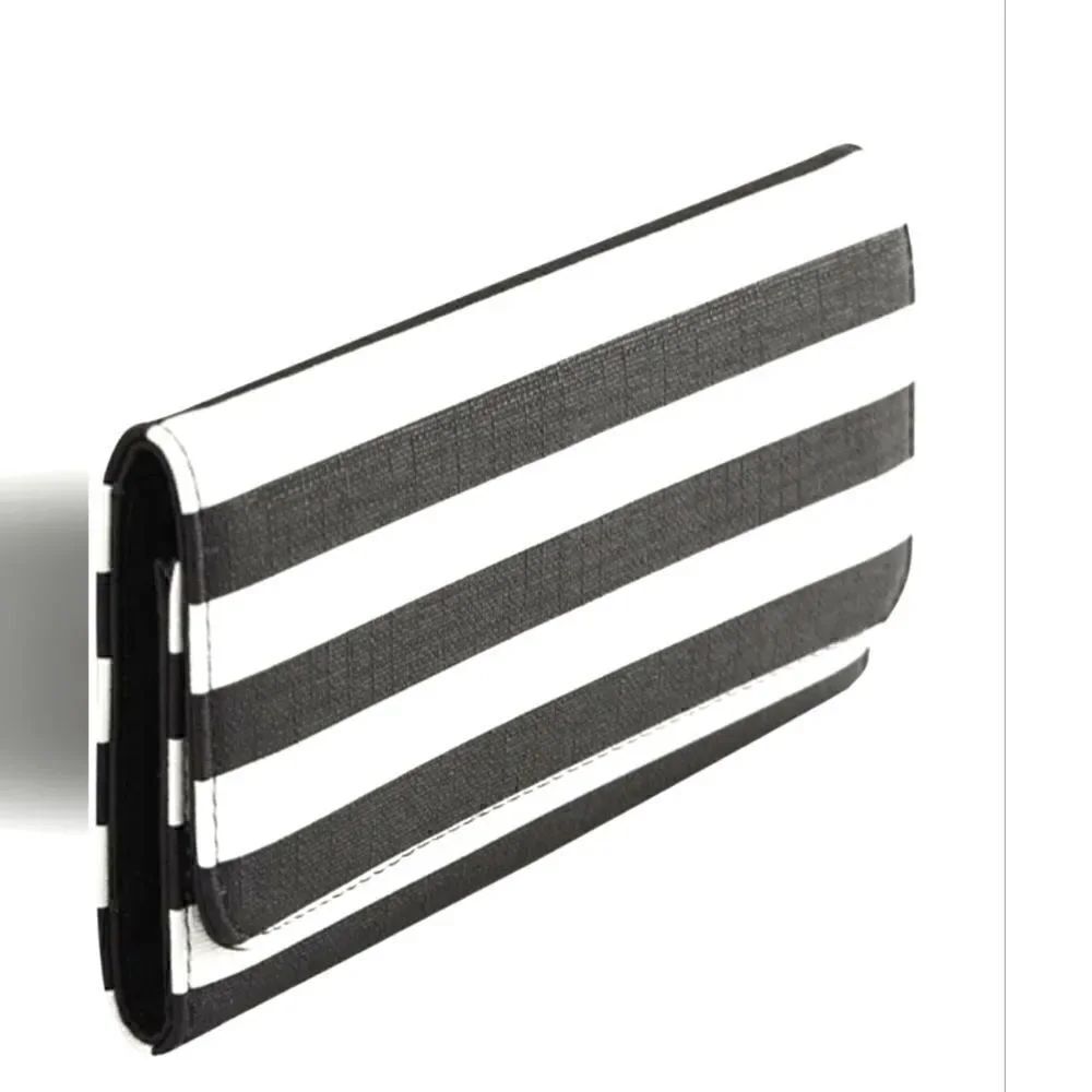 NWT Kut from the Kloth Black/White Vegan Leather Striped Multi-Slot Wallet